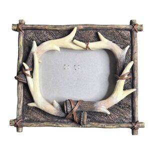 Antler Faux Wood Picture Frame Cabin Decor Brown Rustic Lodge Hunter